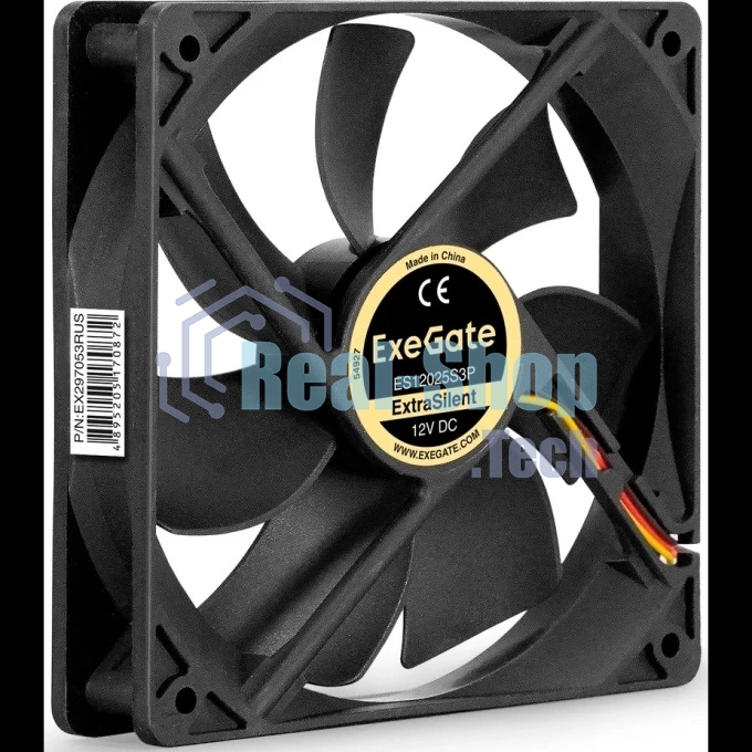 Вентилятор для корпуса ExeGate ExtraSilent ES12025S3P черный, 120 мм, 1300 об/мин, 22 дБ, 3 pin