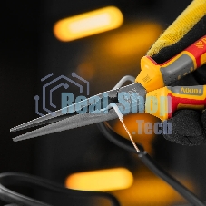 Длинногубцы прямые Denzel диэлектрические рукоятки до 1000 В, трехкомпонентные рукоятки, 205 мм