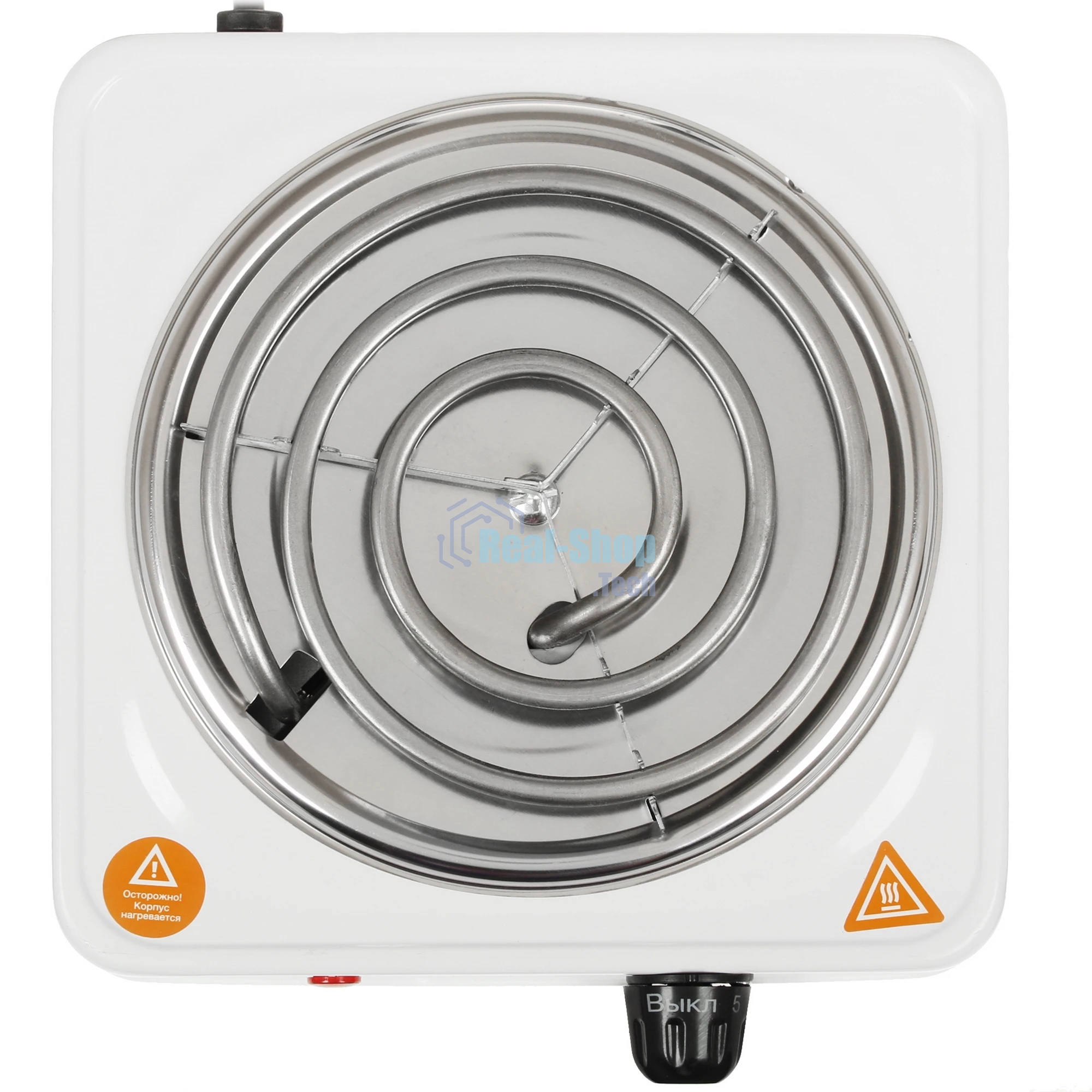 Плита настольная электрическая Blackton Bt HP101W белый, 1 кВт, ТЭН, конфорки - 1, нержавеющая сталь, поворотные переключатели