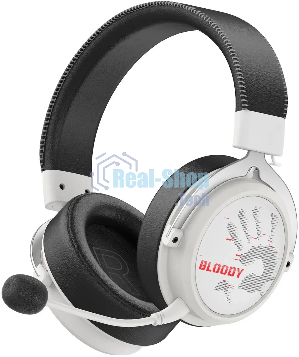 Гарнитура Bloody MR590 Sports Red белый/чёрный, беспроводная + проводная, Bluetooth, до 35 ч