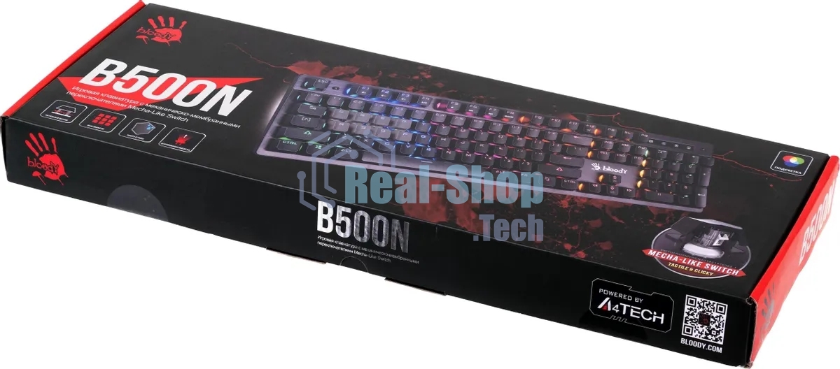 Клавиатура проводная A4Tech Bloody B500N USB серый