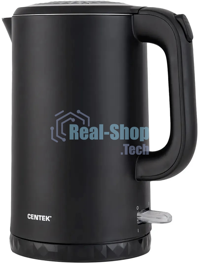 Чайник электрический Centek CT-0020 черный металл 1.7л, 2200W, бесшовная колба, двойные стенки