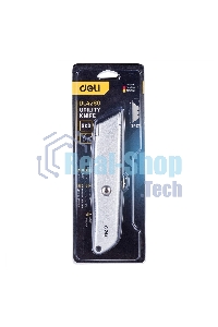 Универсальный нож с Т-образным лезвием Deli DL4260 19мм, длина 153 мм, в комплекте 3 лезвия SK5, алюминиевый корпус