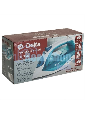 Утюг Delta DL-756 белый/зеленый, 2200 Вт, 23 г/мин, 125 г/мин, 250 мл