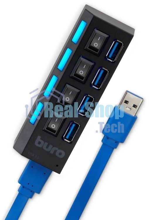USB-концентратор Buro BU-HUB4-U3.0-L, USB 3.0, USB 4 порта, USB