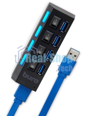 USB-концентратор Buro BU-HUB4-U3.0-L, USB 3.0, USB 4 порта, USB