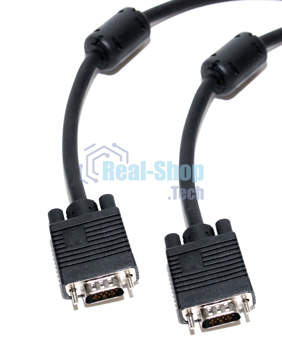 кабель для монитора VGA 15M/15M 10.0 метров, 5bites, ферритовые кольца APC-133-100