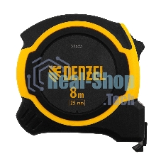 Рулетка Denzel 8м х 25мм, двухкомп. корпус, магнитный обрезиненный зацеп