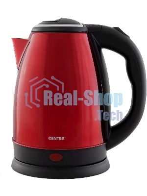 Чайник Centek CT-1068 RED (красный) металл 2л, 2000W, хромированная вставка на крышке