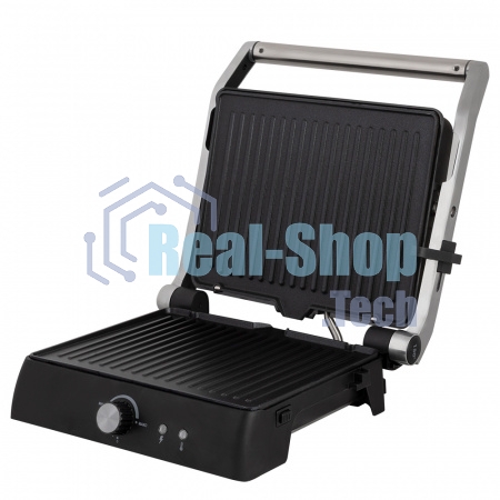 Электрический пресс-гриль Endever Grillmaster 225, серебристый/черный, 2300 Вт, терморегулятор, размер пов-ти 28х17 см
