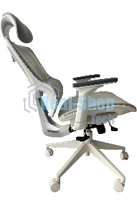 Кресло компьютерное Cactus CS-CHR-MC02GY серый, сетка, эко.кожа, с подголов. крестов. пластик белый