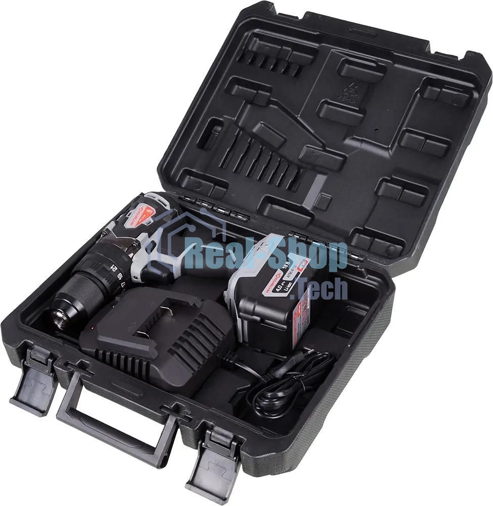 Дрель-шуруповерт аккумуляторная ИНТЕРСКОЛ ДАУ-13/18В, Аккумуляторный, 18В, Ударный, Кейс