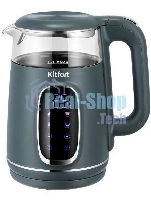 Чайник электрический Kitfort КТ-8755 1.7л. 2200Вт серый/нержавеющая сталь корпус: стекло/пластик