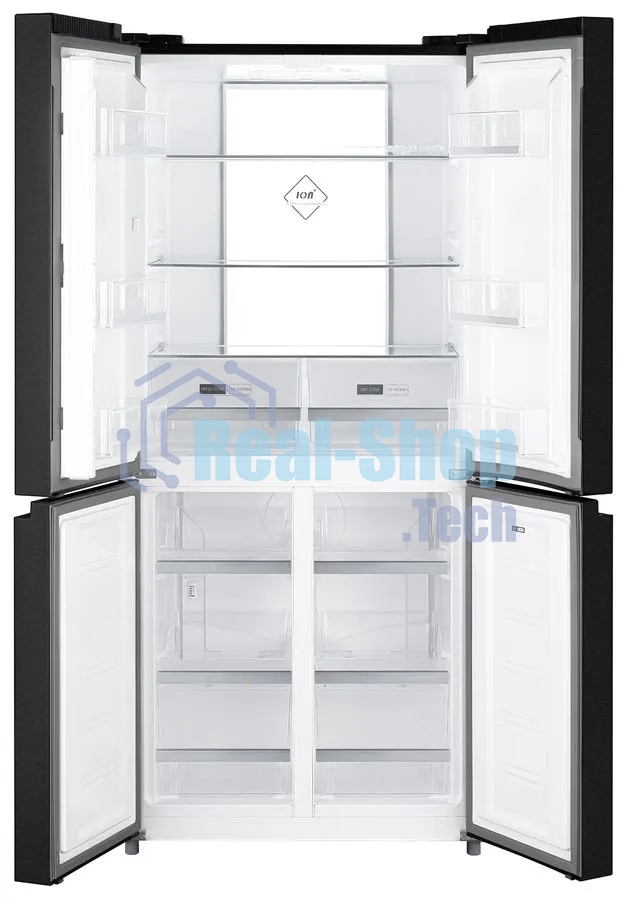 Холодильник Weissgauff WCD 450 BG NoFrost Inverter черный трехкамерный 287/163л морозилка снизу, No Frost, Side by Side