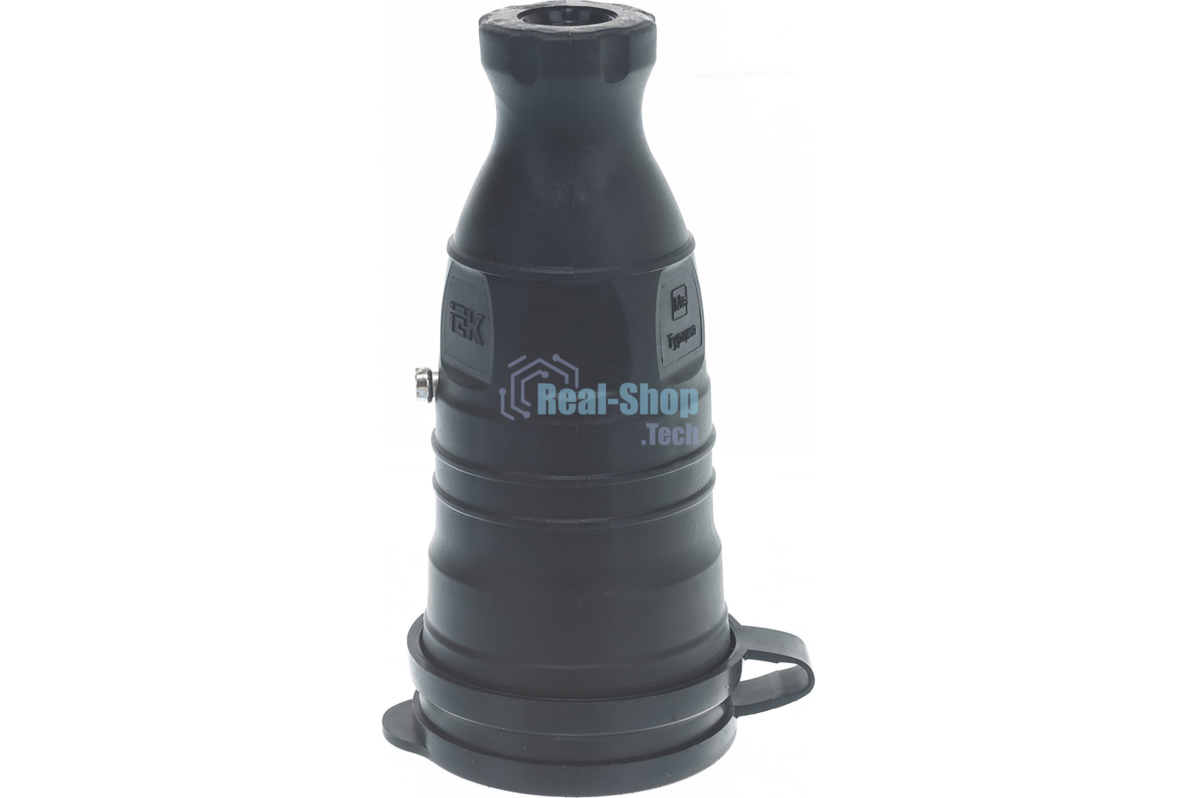 Розетка 1-м Омега РБп13-1-0м с защ. крышкой переносная с заземл. IP44 черный каучук ИЭК PKR21-016-2-K02