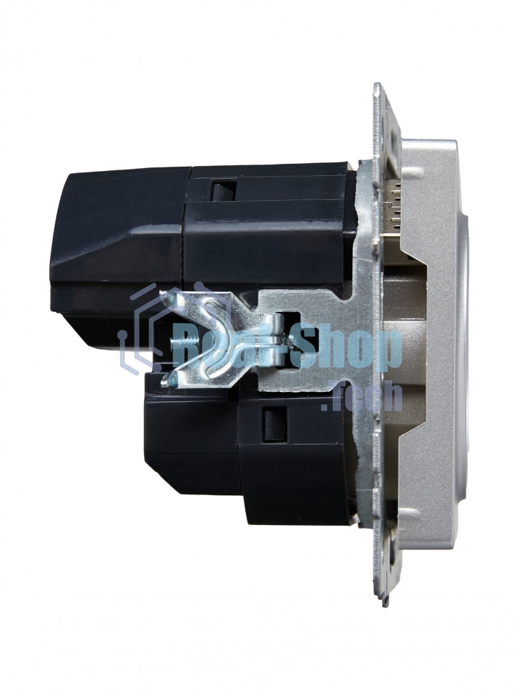 Розетка 1-местная IEK BRITE РЮш11-1-БрА (BR-R14-16-U22-018-K47) с заземлением, с защитными шторками, 16А, с USB A+C 18 Вт, алюминий