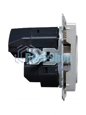 Розетка 1-местная IEK BRITE РЮш11-1-БрА (BR-R14-16-U22-018-K47) с заземлением, с защитными шторками, 16А, с USB A+C 18 Вт, алюминий