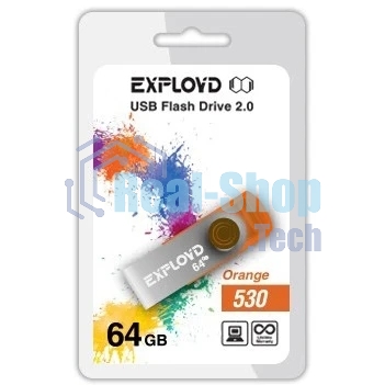 Флешка USB Exployd 530 Orange (EX064Gb530-O), 64Gb, USB 2.0, R/W 20/10, оранжевый