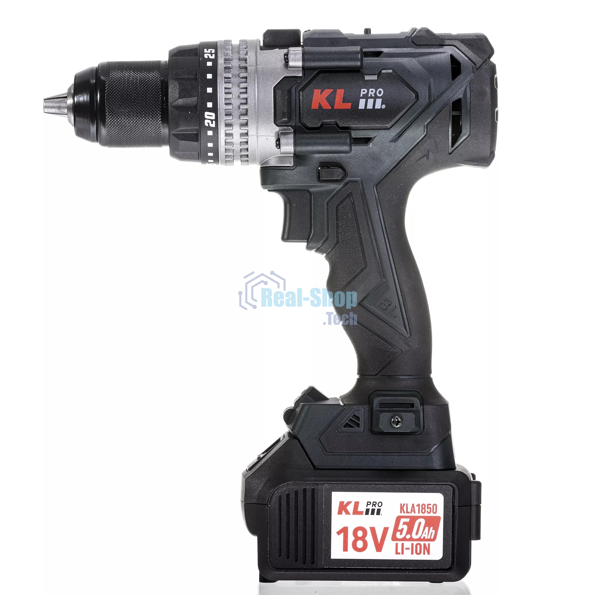 Профессиональный аккумуляторный бесщеточный ударный шуруповерт Klpro KLDM18BHX-50 (18В, Li-ion-2шт, 5.0А·ч, 150Нм, 2 скорости, подсветка, магнитная бита,З/У,в кейсе)