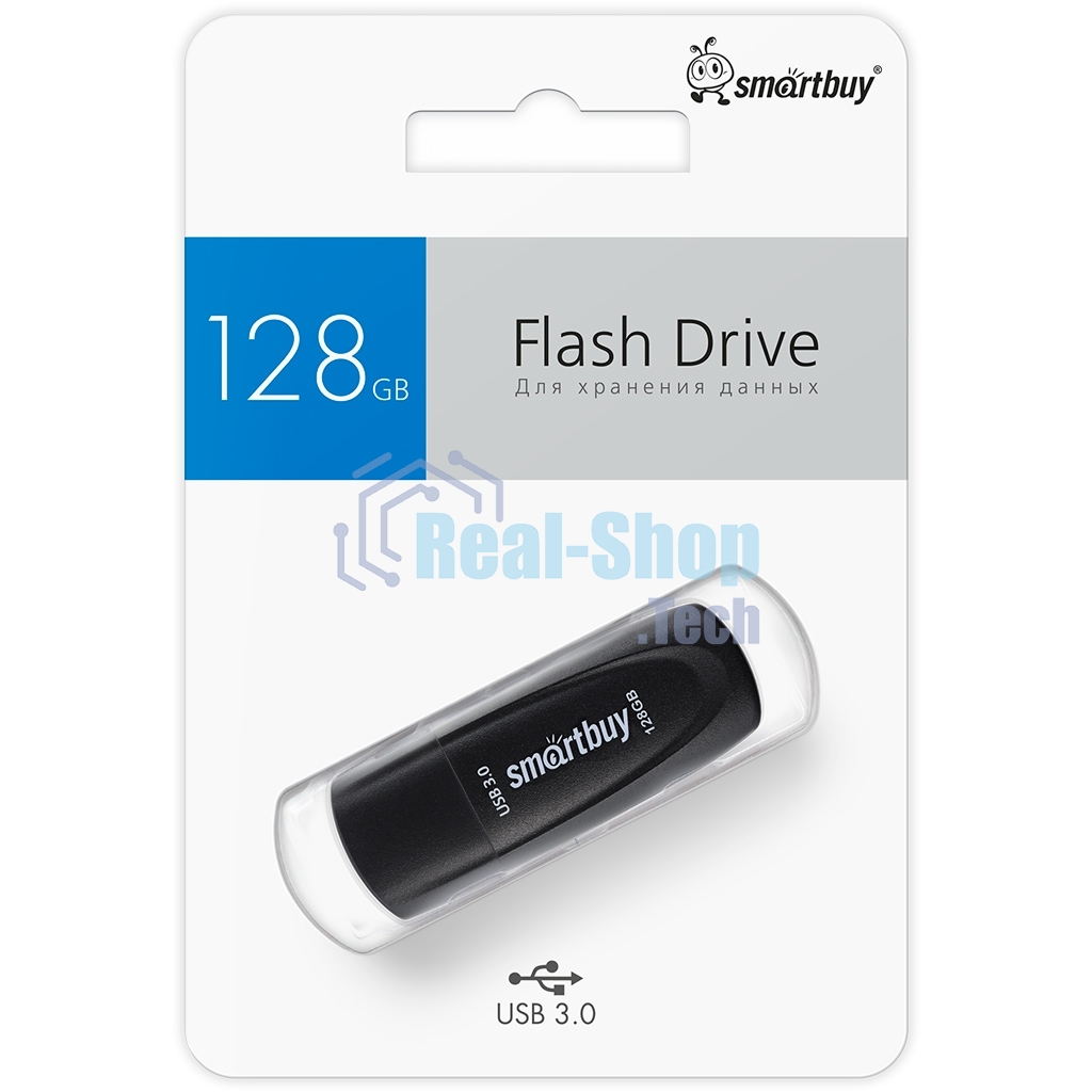 Флешка USB Smartbuy Scout black (SB128GB3SCK), 128Gb, USB 3.0, R/W 100/40, черный