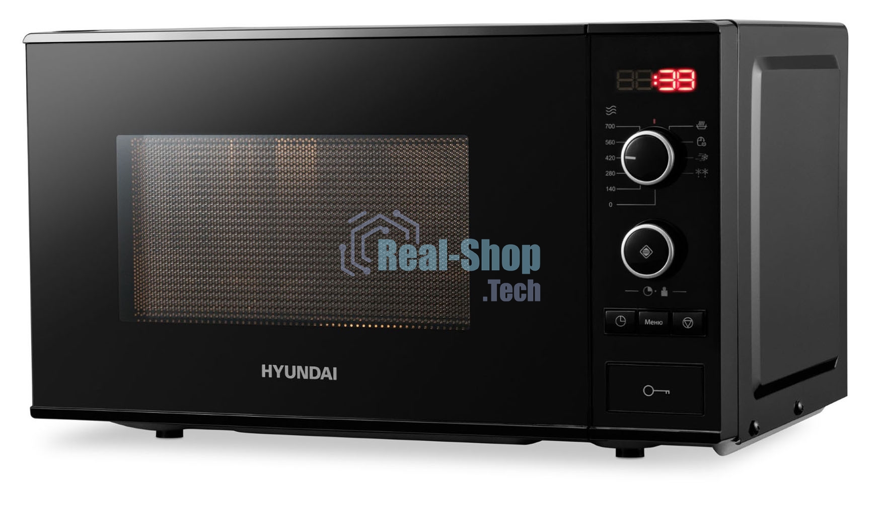 Микроволновая печь Hyundai HYM-D3032 черный, 20 л, 700 Вт, переключатели - кнопки/поворотный механизм