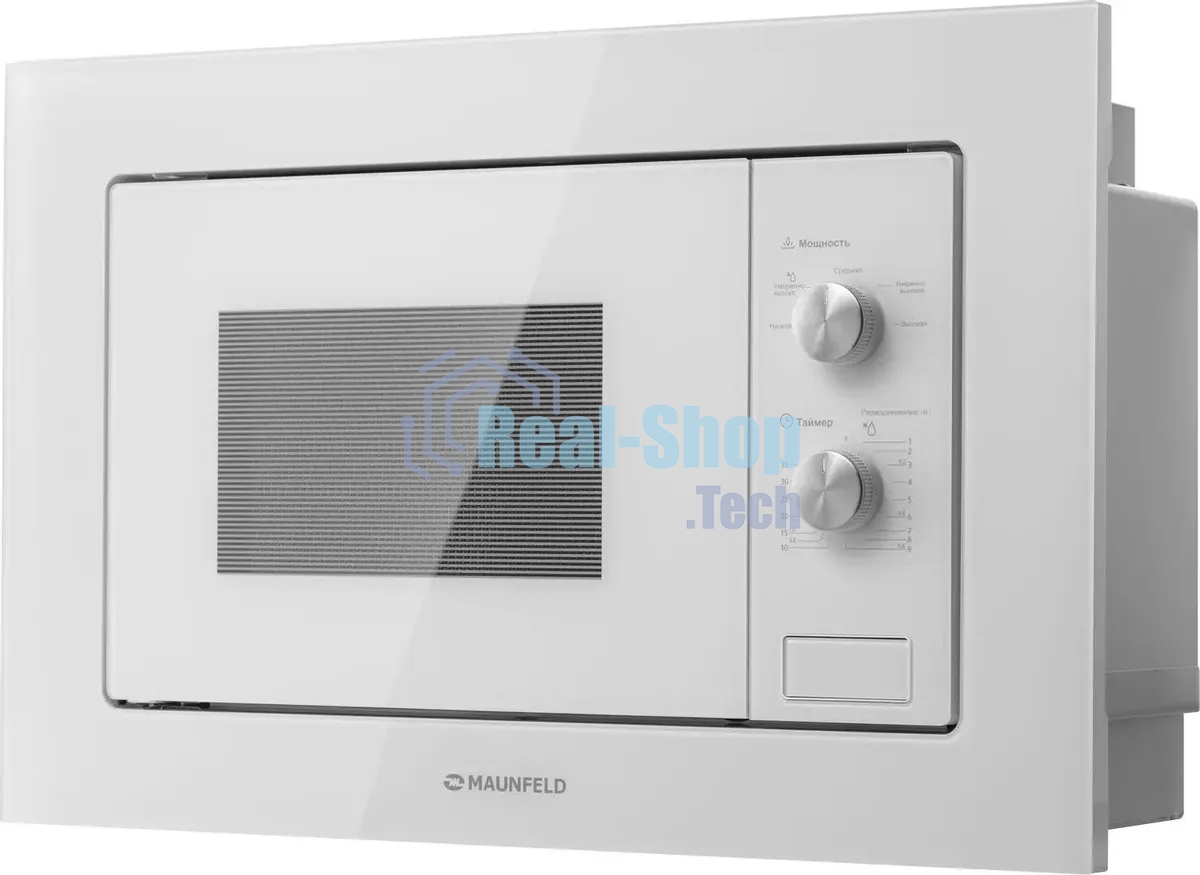 Микроволновая печь встраиваемая Maunfeld MBMO.20.1PGW белый, 20 л, 800 Вт, переключатели - поворотный механизм