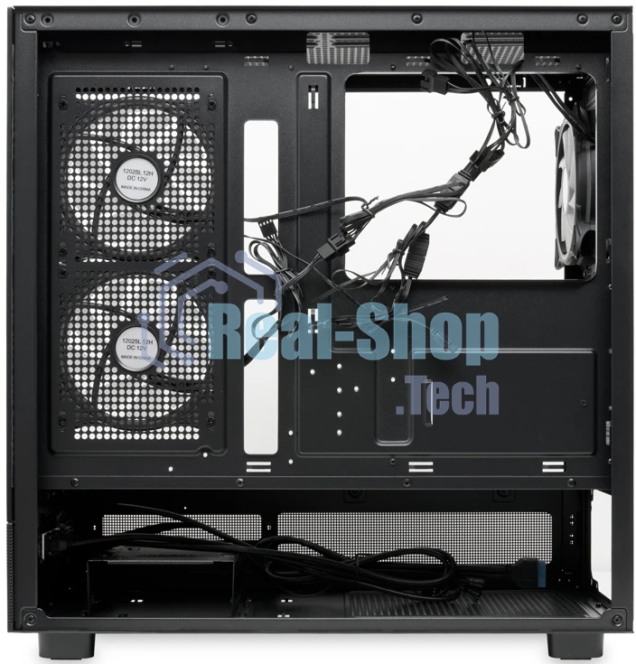 Компьютерный корпус HSPD F710, Panoramic Mid Tower, черный, TG, 0.5 SPCC, 3x120мм ARGb E-ATX, ATX, mATX, mITX 185/395/270мм 2x2.5