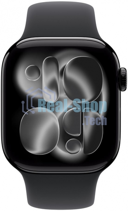 Умные часы Apple Watch Series 11 A3333 46мм OLED корп.черный Sport Band рем.черный разм.брасл.:S/M (MEUW4AM/A)