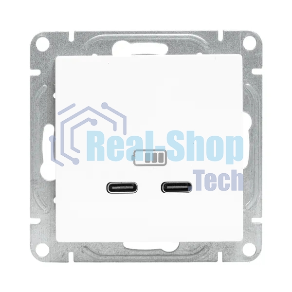 Розетка 2-м СП Эпика USB-C механизм бел. EKF UP1-SOW-2USBC