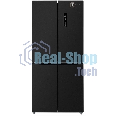 Холодильник Weissgauff WCD 450 BG NoFrost Inverter черный трехкамерный 287/163л морозилка снизу, No Frost, Side by Side