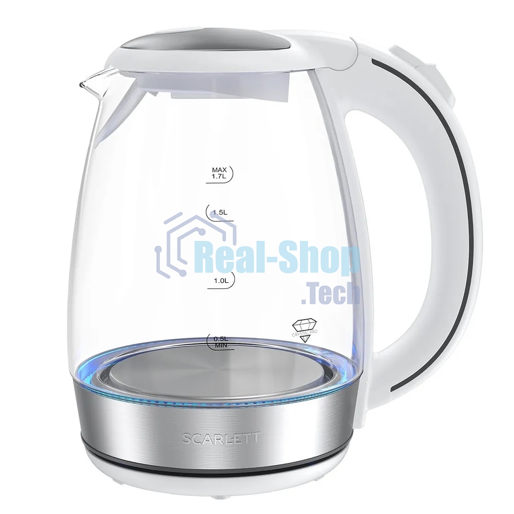Чайник электрический Scarlett SC-EK27G104 1.7л. 2200Вт белый корпус: стекло/пластик