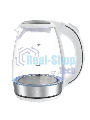 Чайник электрический Scarlett SC-EK27G104 1.7л. 2200Вт белый корпус: стекло/пластик