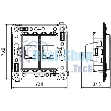 Розетка компьютерная DKC Avanti 4400664 RJ-45 без шторки в стену, кат.5е двойная, 