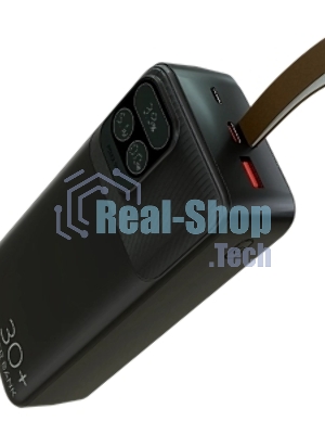 Портативный аккумулятор More choice (4620202550637) PB55-30 с кабелем 1USB 3.0A 22.5W PD - 30000mAh черный