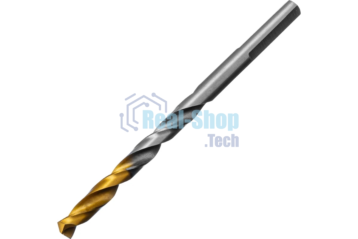 Сверло спиральное по металлу Denzel 5,5 x 93мм, Р6М5, Golden Tip