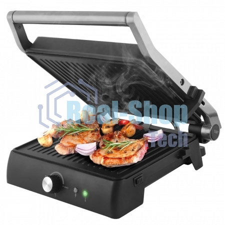 Электрический пресс-гриль Endever Grillmaster 225, серебристый/черный, 2300 Вт, терморегулятор, размер пов-ти 28х17 см