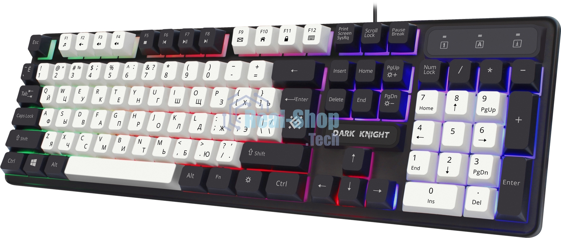 Клавиатура проводная Defender Dark Knight R GK-077, USB, черный/белый