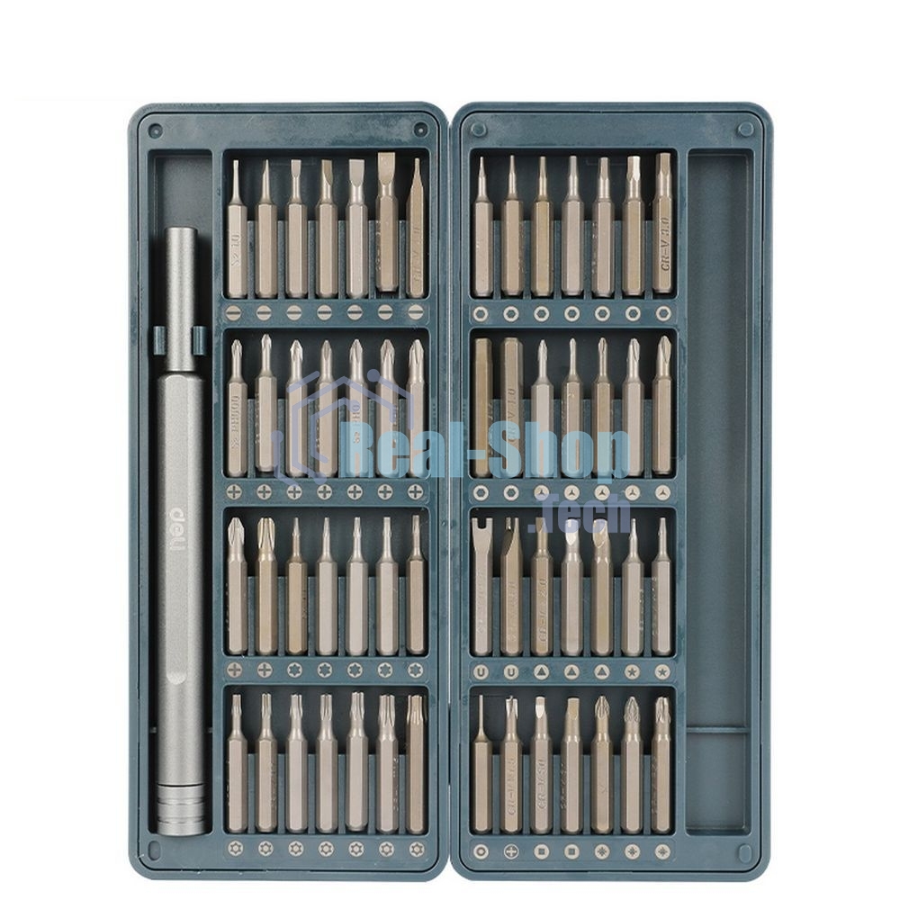 Набор прецизионных отверток Deli DL241057 (отвертка + 56 бит), сталь S2 + Cr-V