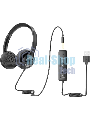 Гарнитура Acer OHW309 чёрный, проводная, USB/mini jack 3.5 мм