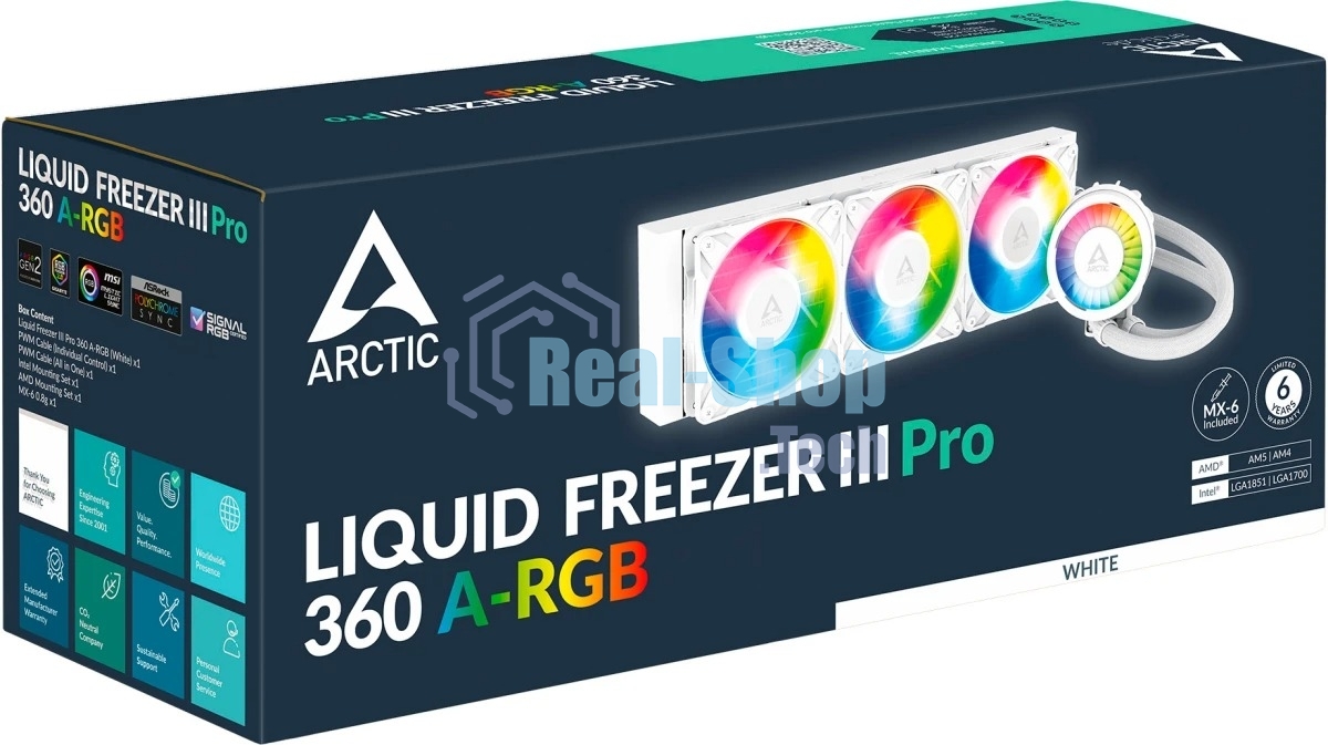 Система жидкостного охлаждения Arctic Cooling Liquid Freezer III Pro 360 ARGB Whte ACFRE00188A белый 120мм алюминий+медь 2500rpm 31db 4-pin