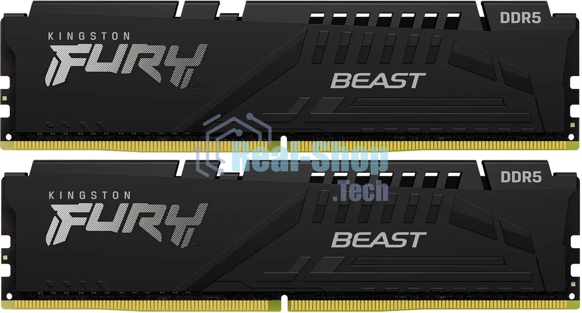 Оперативная память Kingston Fury Beast Black, DDR5, 64GB (2x32GB), 5200 MHz, CL40, с радиатором, чёрный