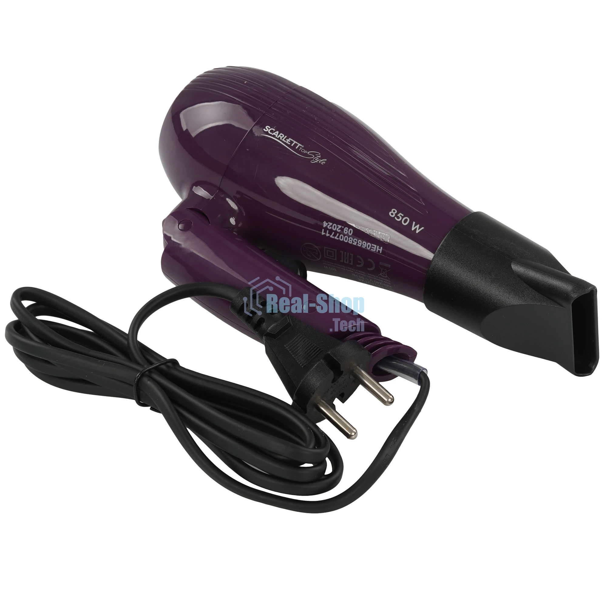 Фен Scarlett SC-HD70T24 фиолетовый/черный, 850 Вт, компактный