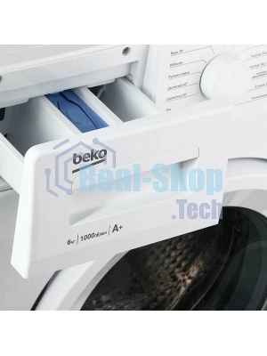 Стиральная машина Beko WRE6511BWW (R) белый, загрузка фронтальная 6 кг, 1000 об/мин., класс: А