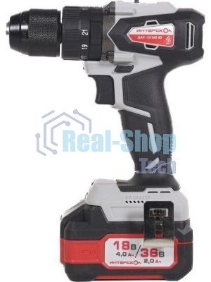 Дрель-шуруповерт ИНТЕРСКОЛ DAU-13/36V 50, 36 В, 2 Ач, 50 Нм, бесщеточный, ударный