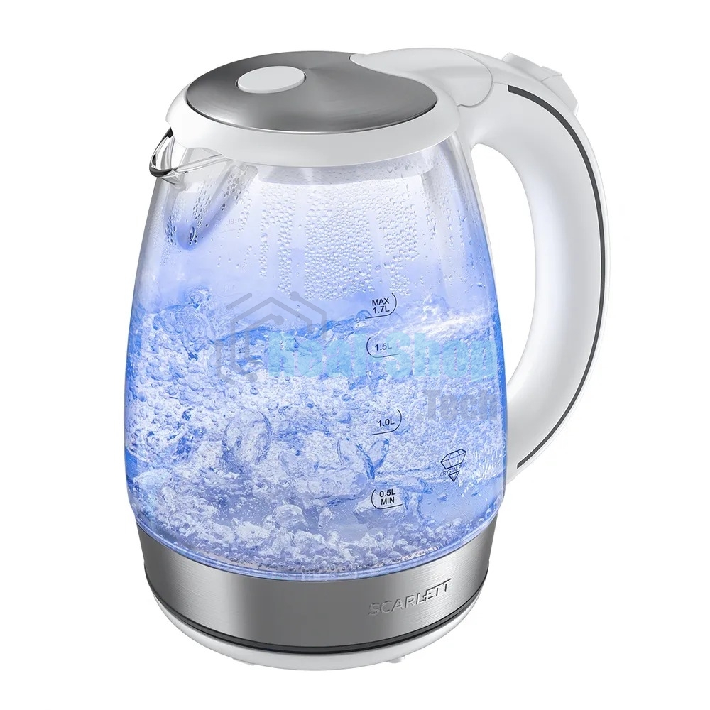 Чайник электрический Scarlett SC-EK27G104 1.7л. 2200Вт белый корпус: стекло/пластик