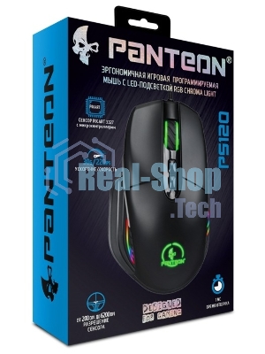Мышь проводная Jet.A Panteon PS120 черный, 6200 dpi, USB, кнопки - 8