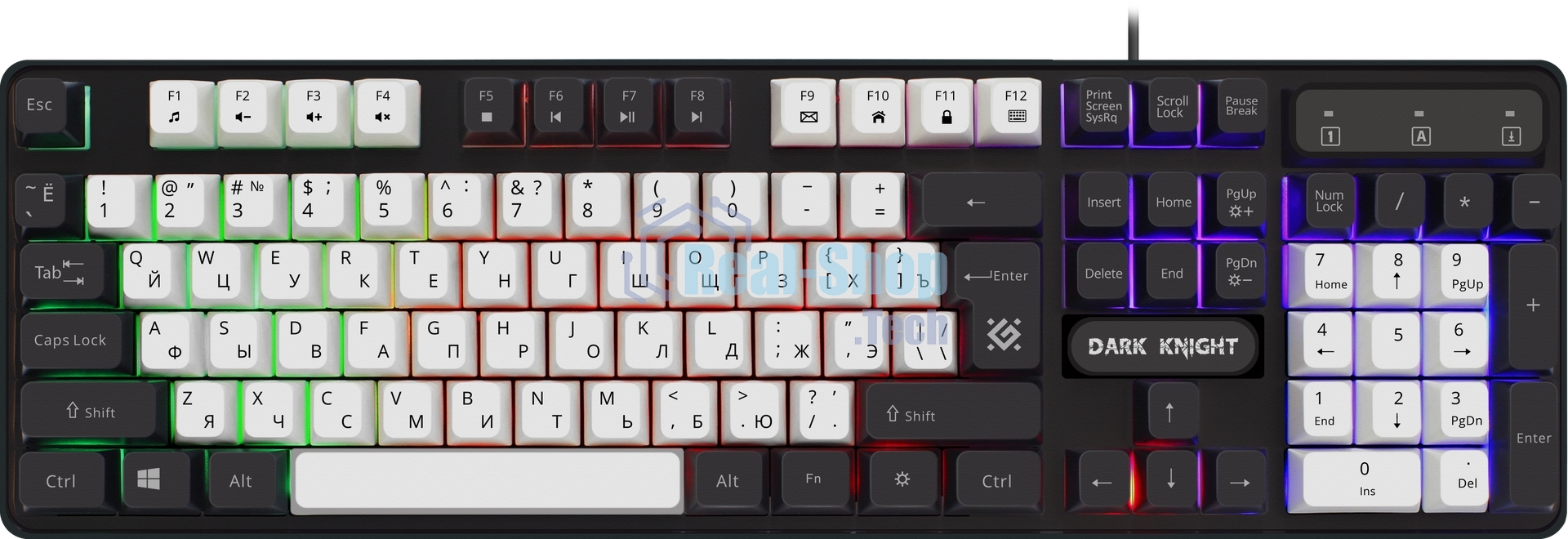 Клавиатура проводная Defender Dark Knight R GK-077, USB, черный/белый