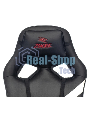 Кресло игровое Zombie DRIVER черный/белый, искусственная кожа, с подголов. крестовина пластик