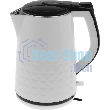 Чайник электрический Centek CT-0025 белый, металл 1.8 л, 2000 Вт, двойные стенки, кнопка вкл. на ручке