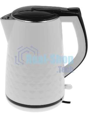 Чайник электрический Centek CT-0025 белый, металл 1.8 л, 2000 Вт, двойные стенки, кнопка вкл. на ручке
